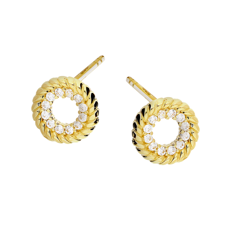 Kolczyki złote oponka z cyrkoniami