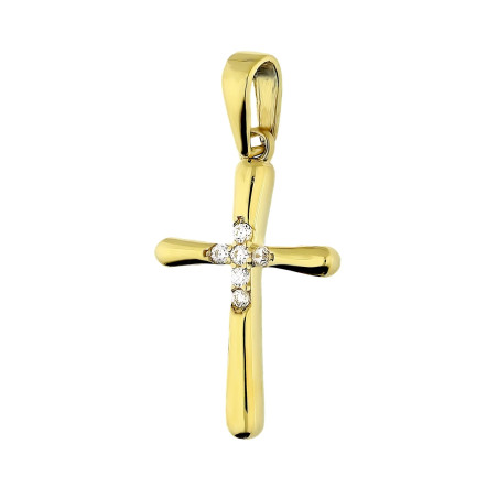 Krzyżyk cyrkonie w środku ramiona gładkie
