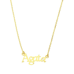 Naszyjnik złoty z imieniem Agata i z cyrkonią w środku