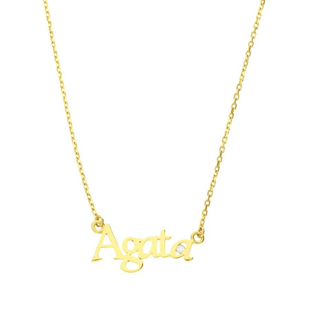Naszyjnik złoty z imieniem Agata i z cyrkonią w środku