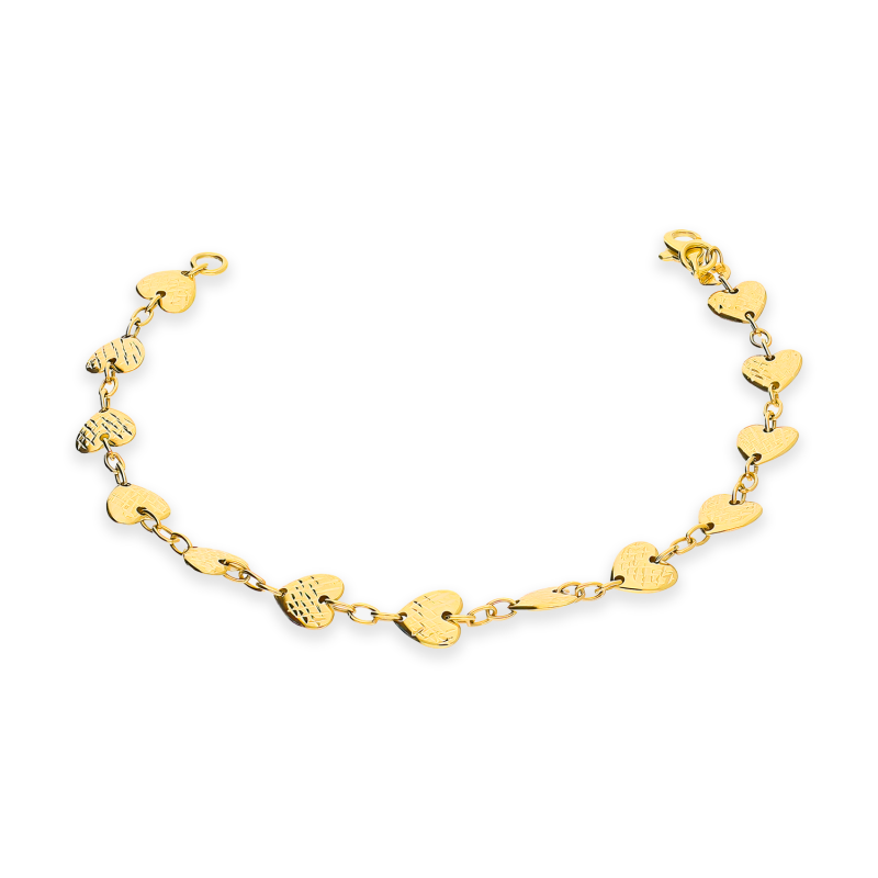 Bransoletka złota wypukłe grawerowane serca