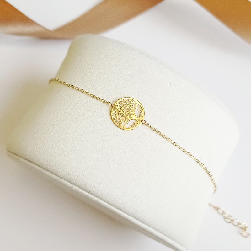 Bransoletka drzewko w kole na łańcuszku rolo