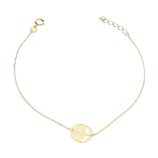 Bransoletka drzewko w kole na łańcuszku rolo