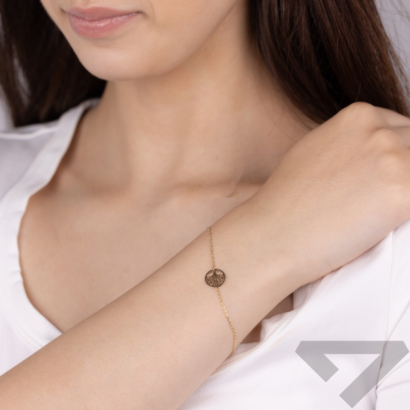 Bransoletka drzewko w kole na łańcuszku rolo