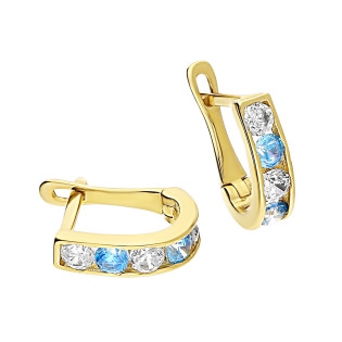 Kolczyki złote dla dziewczynki z cyrkonaimi próba 585