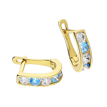 Kolczyki złote dla dziewczynki z cyrkonaimi próba 585