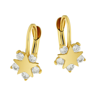 Kolczyki złote dla dziewczynki kwiatek z cyrkoniami