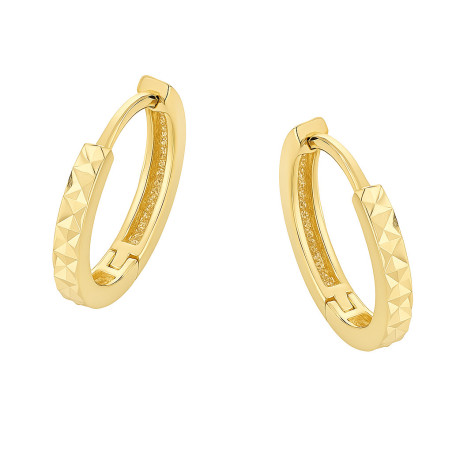 Kolczyki złote kółka grawerowane na zatrzask próba 585