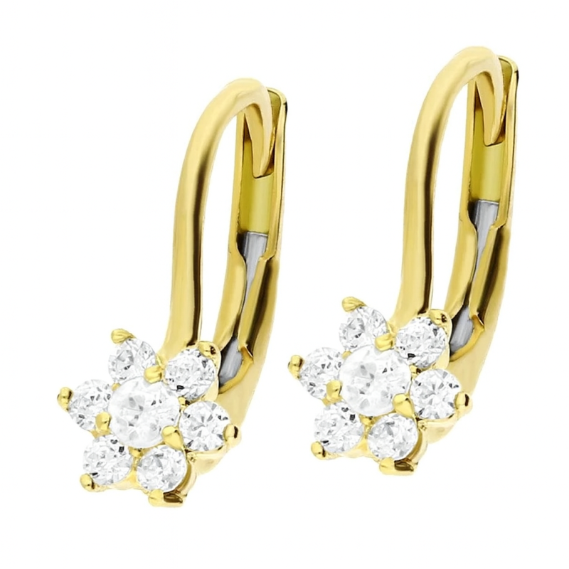 Kolczyki złote dla dziewczynki kwiatki