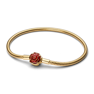 Disney Piękna i Bestia Bransoletka Pandora o splocie wężykowym z zapięciem w kształcie róży564019C01