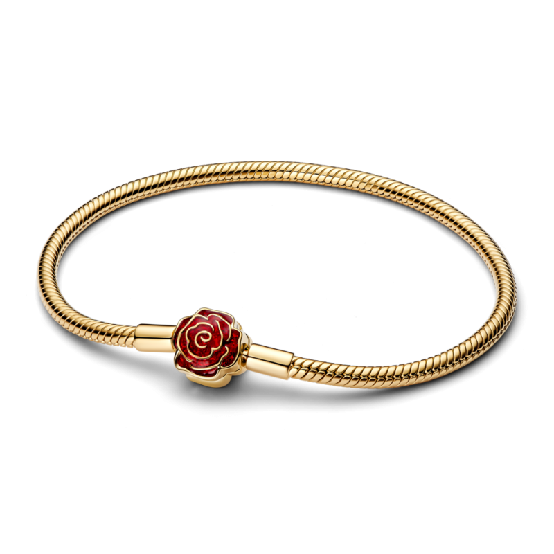 Disney Piękna i Bestia Bransoletka Pandora o splocie wężykowym z zapięciem w kształcie róży564019C01