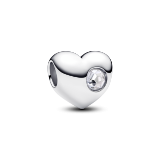 Charms do grawerowania w kształcie serca z lśniącym kamieniem 794161C04