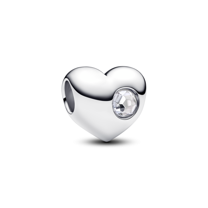 Charms do grawerowania w kształcie serca z lśniącym kamieniem 794161C04