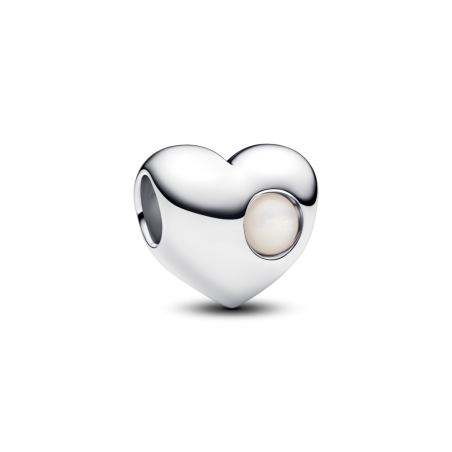 Charms Pandora do grawerowania  w kształcie serca z białym kamieniem 794161C06