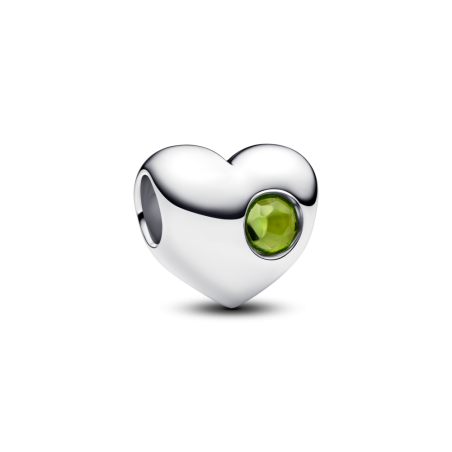 Charms Pandora do grawerowania w kształcie serca z jasnozielonym kamieniem 794161C08