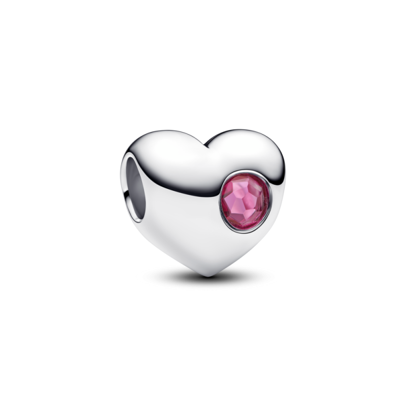 Charms Pandora do grawerowania w kształcie serca z różowym kamieniem 794161C10