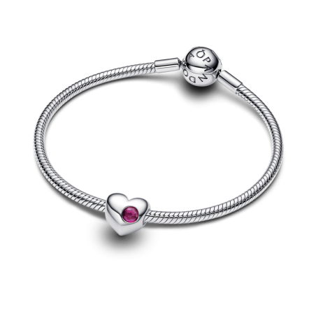 Charms Pandora do grawerowania w kształcie serca z purpurowym kamieniem 794161C07