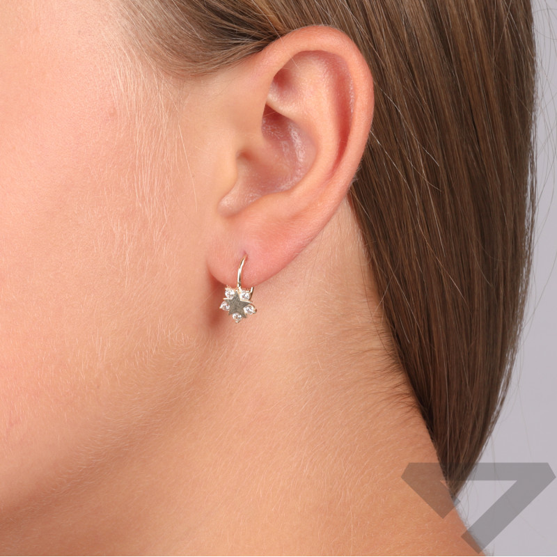 Kolczyki złote dla dziewczynki kwiatek z cyrkoniami