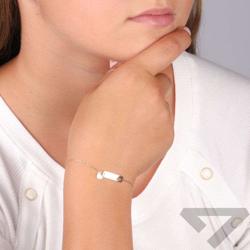 Bransoletka złota dla dziecka blaszka z sercem