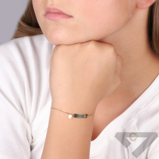 Bransoleta złota dla dziecka blaszka z wyciętą koniczyną