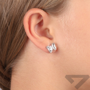 Kolczyki dla dziewczynki motyl cyrkonia biała