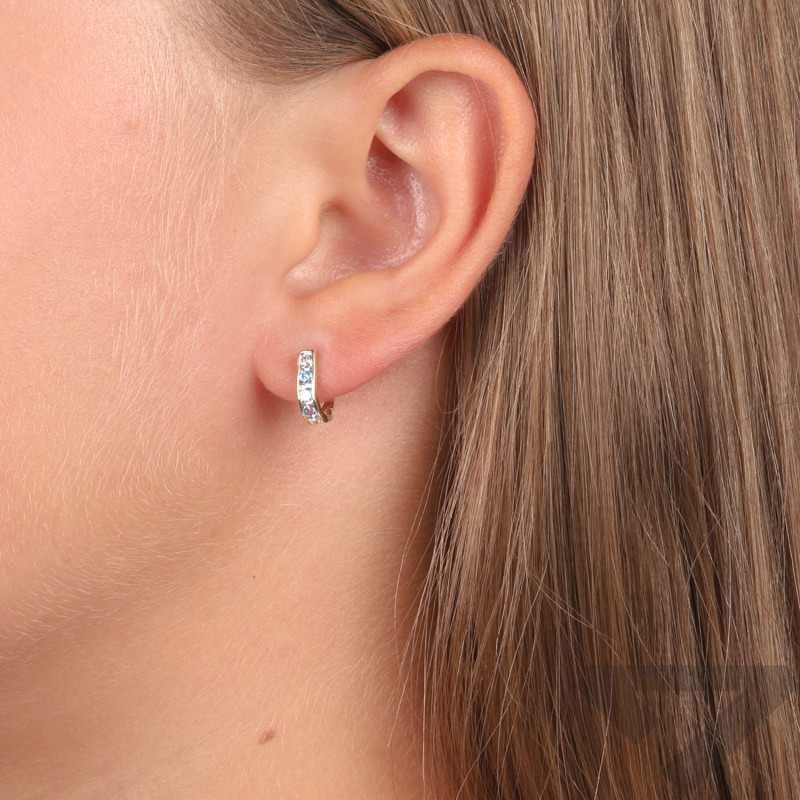 Kolczyki złote przecinki błękitne cyrkonie próba 585