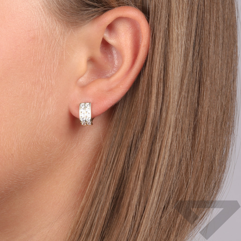 Kolczyki dla dziecka podwójne przecinki z cyrkoniami próba 375