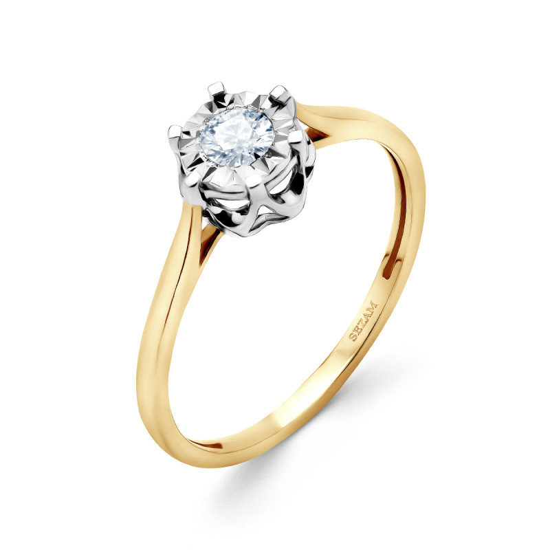 Pierścionek zaręczynowy ROYAL z diamentem 0,14 ct próba 585