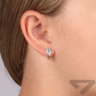 Kolczyki złote dla dziewczynki markiza z niebieską cyrkonią próba 585