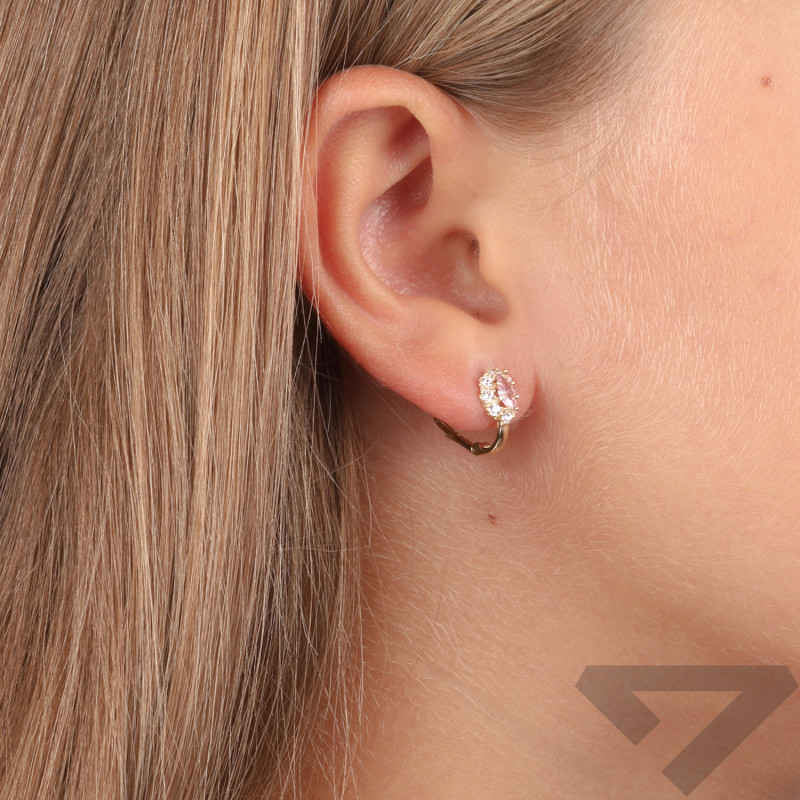 Kolczyki złote dla dziewczynki wzór markizy z cyrkoniami próba 585