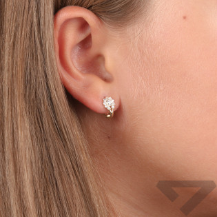 Kolczyki złote dla dziewczynki kwiatek z cyrkoniami próba 585