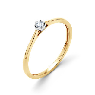 Pierścionek zaręczynowy Soliter z diamentem 0,04 ct próba 585