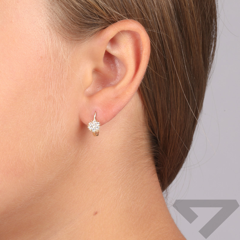 Kolczyki złote kwiatki z cyrkoniami próba 375