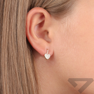 Kolczyki złote dla dziewczynki serce z cyrkonią próba 375