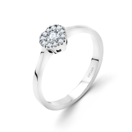 Pierścionek zaręczynowy z białego złota serce Heart z diamentami 0,16 ct