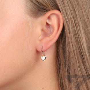 Kolczyki złote dla dziewczynki serce z cyrkoniami próba 585