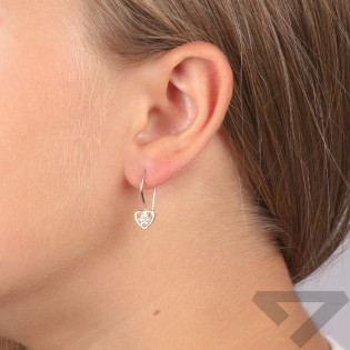 Kolczyki złote dla dziewczynki serce z kwiatkiem z cyrkoniami próba 585