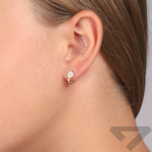 Kolczyki dla dziewczynki złote kwiatuszki z cyrkoniami próba 585
