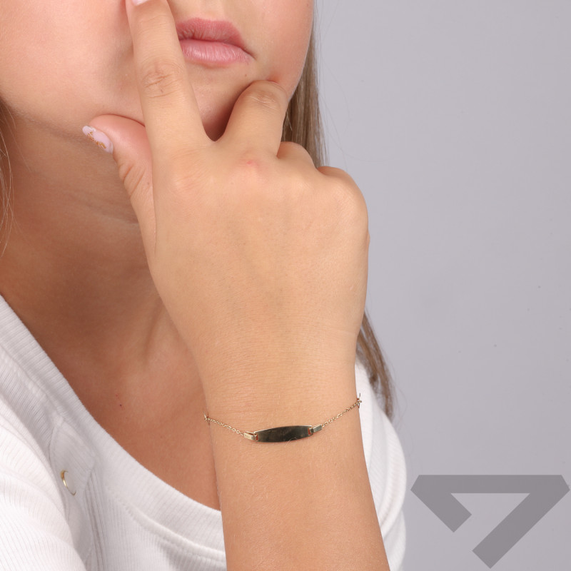 Bransoleta złota dla dziecka blaszka i dwa kółka