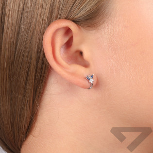 Kolczyki srebrne dla dziewczynki motyl z szafirowymi cyrkoniami