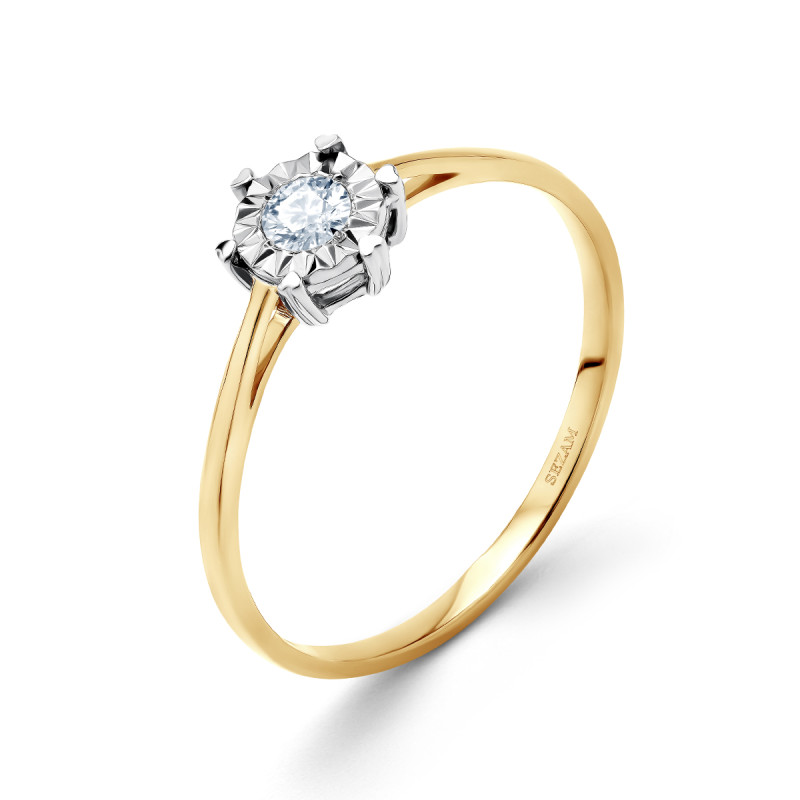 Pierścionek zaręczynowy z diamentem 0,18 ct próba 585