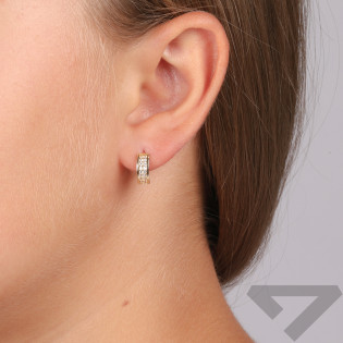 Kolczyki złote kółka z dwoma rzędami cyrkonii próba 585