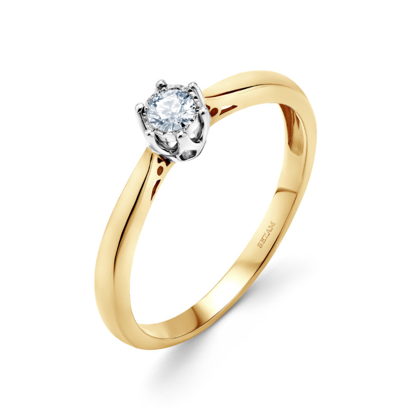 Pierścionek zaręczynowy z diamentem ROYAL 0,20ct RQ 152M-0,20-P próba 585