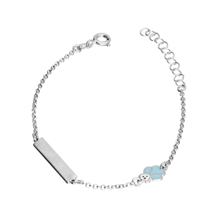 Bransoletka srebrna dla dziecka blaszka z misiem emaliowanym