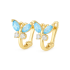 Kolczyki złote dla dziecka motylki z błękitną cyrkonią próba 375