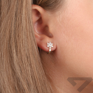 Kolczyki złote kwiatek z cyrkoniami próba 375