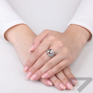 Pierścionek srebrny cyrkonia kropla i złota blaszka