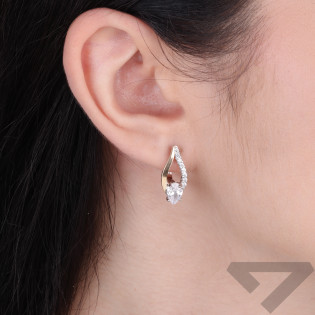 Kolczyki srebrne z cyrkoniami i złotą blaszką