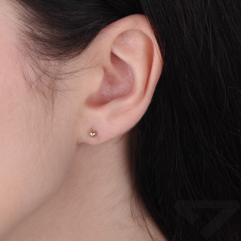 Kolczyki złote gładkie kulki 3 mm zapinane na sztyft