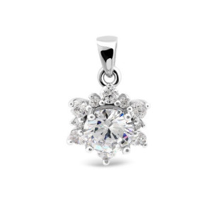 Wisiorek srebrny kwiat duży z cyrkonii